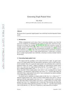 Generating Single Peaked Votes