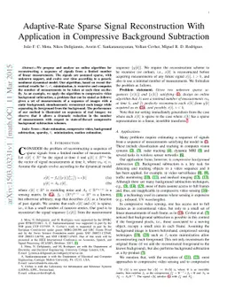 Adaptive-Rate Sparse Signal Reconstruction With Application in
  Compressive Background Subtraction
