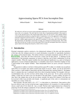 Approximating Sparse PCA from Incomplete Data