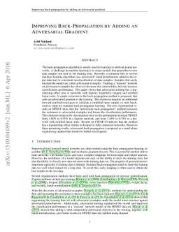 Improving Back-Propagation by Adding an Adversarial Gradient