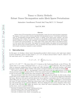 Tensor vs Matrix Methods: Robust Tensor Decomposition under Block Sparse
  Perturbations