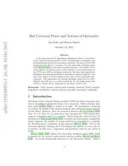 Bad Universal Priors and Notions of Optimality