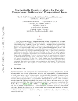 Stochastically Transitive Models for Pairwise Comparisons: Statistical
  and Computational Issues