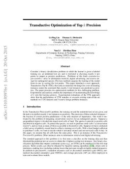 Transductive Optimization of Top k Precision