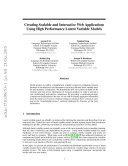 Creating Scalable and Interactive Web Applications Using High
  Performance Latent Variable Models