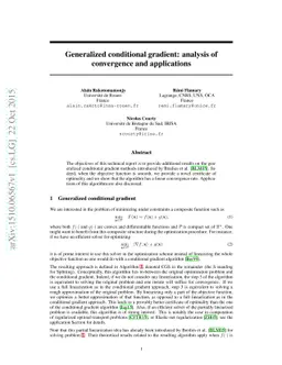 Generalized conditional gradient: analysis of convergence and
  applications