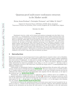Quantum-proof multi-source randomness extractors in the Markov model