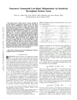 Nonconvex Nonsmooth Low-Rank Minimization via Iteratively Reweighted
  Nuclear Norm