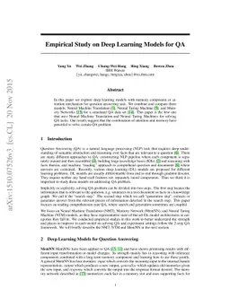 Empirical Study on Deep Learning Models for Question Answering