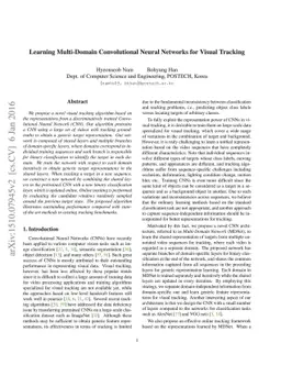 Learning Multi-Domain Convolutional Neural Networks for Visual Tracking