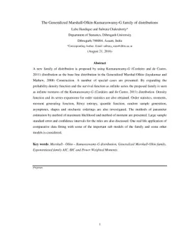 The Generalized Marshall-Olkin-Kumaraswamy-G family of distributions