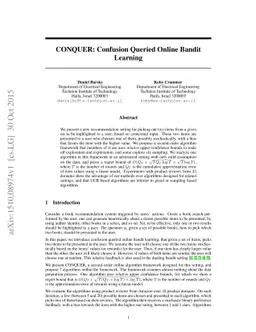 CONQUER: Confusion Queried Online Bandit Learning