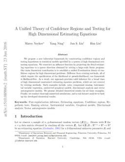 A Unified Theory of Confidence Regions and Testing for High Dimensional
  Estimating Equations