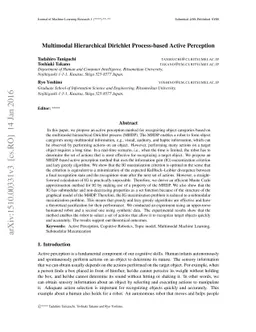 Multimodal Hierarchical Dirichlet Process-based Active Perception