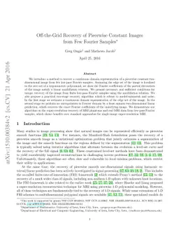 Off-the-Grid Recovery of Piecewise Constant Images from Few Fourier
  Samples
