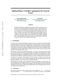 Optimal Binary Classifier Aggregation for General Losses