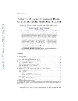 A Survey of Online Experiment Design with the Stochastic Multi-Armed
  Bandit