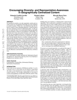Encouraging Diversity- and Representation-Awareness in Geographically
  Centralized Content