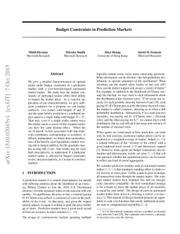 Budget Constraints in Prediction Markets