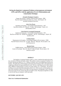 Solving the Quadratic Assignment Problem on heterogeneous environment
  (CPUs and GPUs) with the application of Level 2 Reformulation and
  Linearization Technique