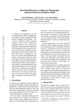 Resolving References to Objects in Photographs using the
  Words-As-Classifiers Model