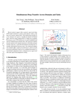 Simultaneous Deep Transfer Across Domains and Tasks