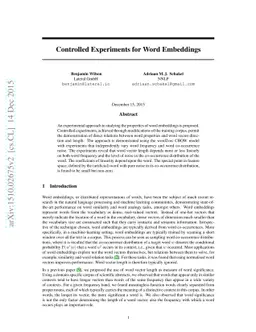 Controlled Experiments for Word Embeddings
