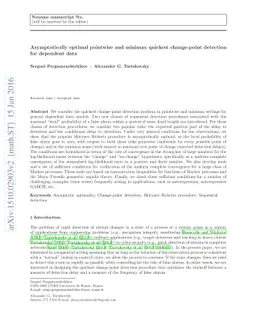 Asymptotically Optimal Pointwise and Minimax Quickest Change-point
  Detection for Dependent Data
