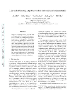 A Diversity-Promoting Objective Function for Neural Conversation Models