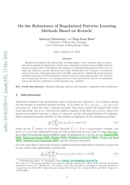 On the Robustness of Regularized Pairwise Learning Methods Based on
  Kernels