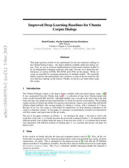 Improved Deep Learning Baselines for Ubuntu Corpus Dialogs