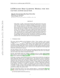 LSTM-based Deep Learning Models for Non-factoid Answer Selection