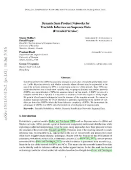 Dynamic Sum Product Networks for Tractable Inference on Sequence Data
  (Extended Version)