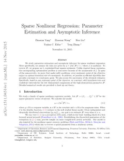 Sparse Nonlinear Regression: Parameter Estimation and Asymptotic
  Inference