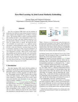 Zero-Shot Learning via Joint Latent Similarity Embedding