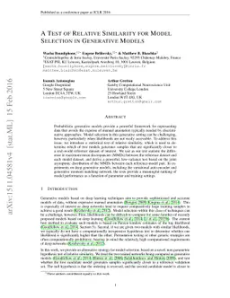 A Test of Relative Similarity For Model Selection in Generative Models