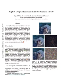 DeepFool: a simple and accurate method to fool deep neural networks