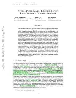 Neural Programmer: Inducing Latent Programs with Gradient Descent