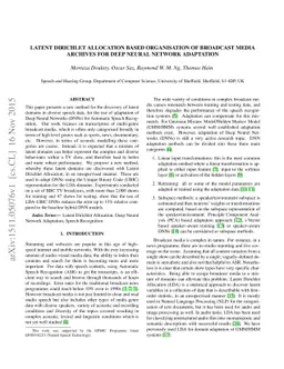Latent Dirichlet Allocation Based Organisation of Broadcast Media
  Archives for Deep Neural Network Adaptation