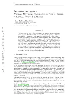 Diversity Networks: Neural Network Compression Using Determinantal Point
  Processes