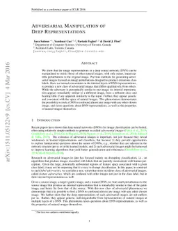 Adversarial Manipulation of Deep Representations