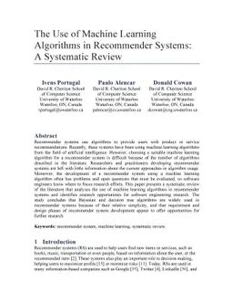 The Use of Machine Learning Algorithms in Recommender Systems: A
  Systematic Review