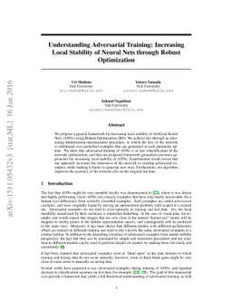 Understanding Adversarial Training: Increasing Local Stability of Neural
  Nets through Robust Optimization