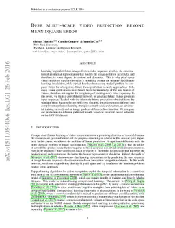 Deep multi-scale video prediction beyond mean square error