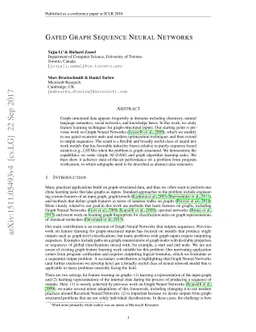 Gated Graph Sequence Neural Networks