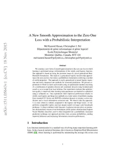 A New Smooth Approximation to the Zero One Loss with a Probabilistic
  Interpretation