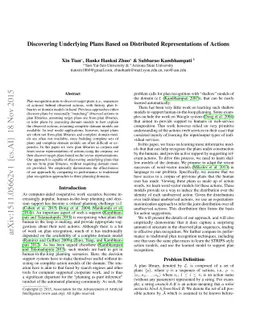 Discovering Underlying Plans Based on Distributed Representations of
  Actions