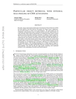 Particular object retrieval with integral max-pooling of CNN activations