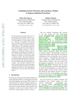 Combining Neural Networks and Log-linear Models to Improve Relation
  Extraction
