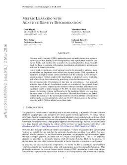 Metric Learning with Adaptive Density Discrimination